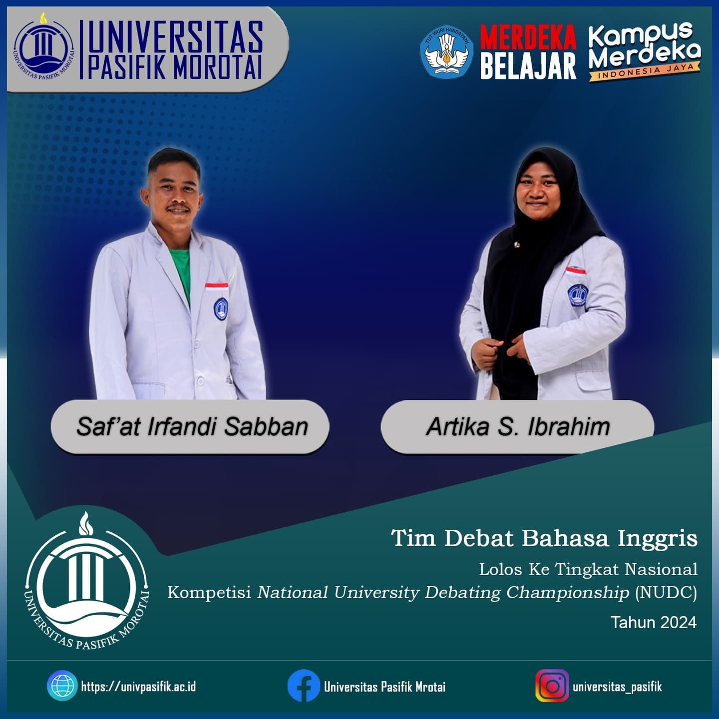 Mahasiswa Universitas Pasifik Morotai Lolos ke Tingkat Nasional NUDC Tahun 2024