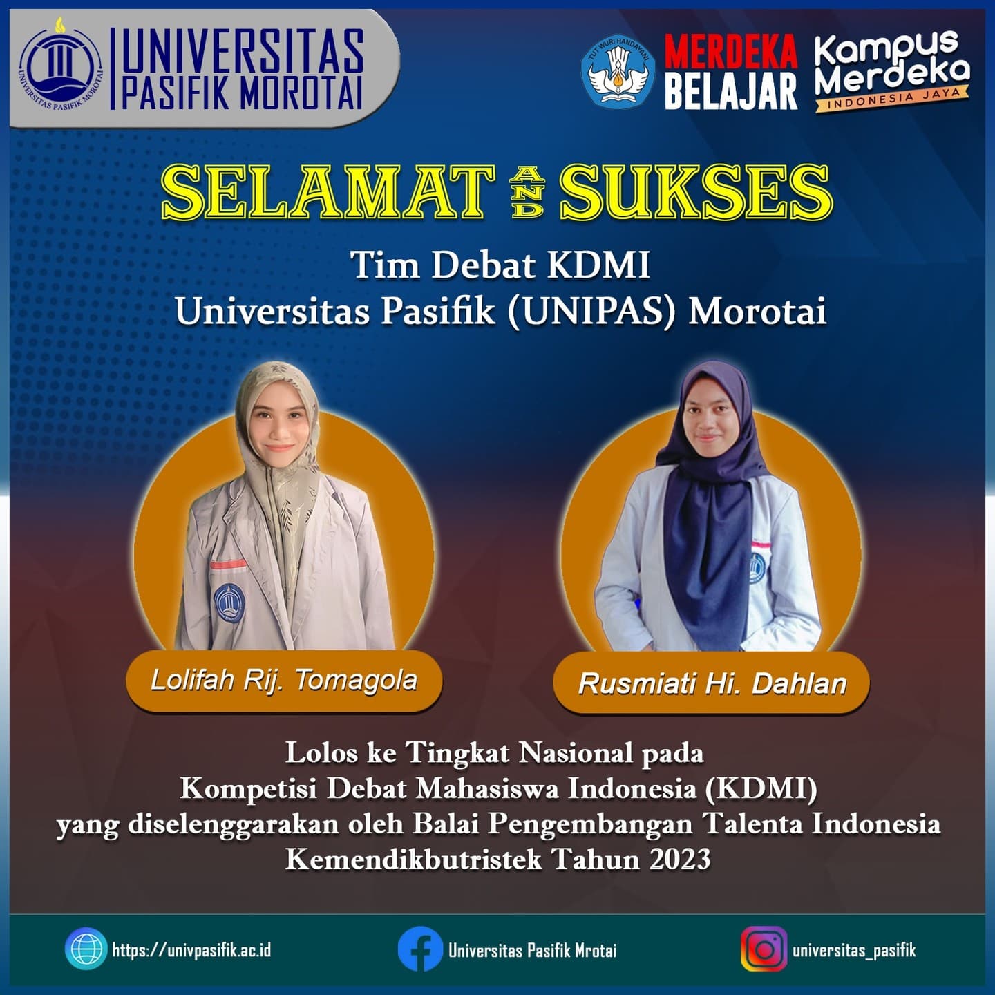 Mahasiswa Universitas Pasifik Morotai Lolos ke Tingkat Nasional KDMI Tahun 2023